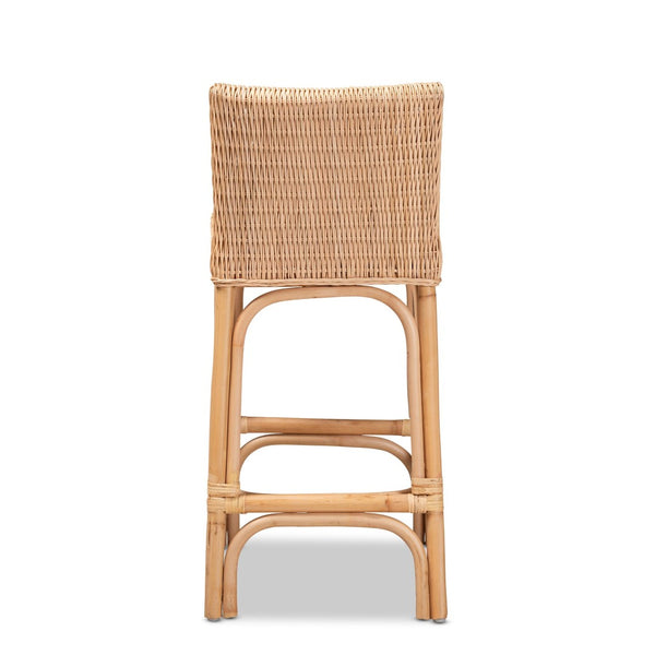 English Elm Modern Handwoven Rattan Counter Stool with Footrest for Kitchen Island Seating B2750P470025