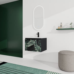 English Elm 24'' Floating Wall-Mounted Bathroom Vanity With Soft-Close Doors & Ceramic Sink For Modern Spaces W999S00176