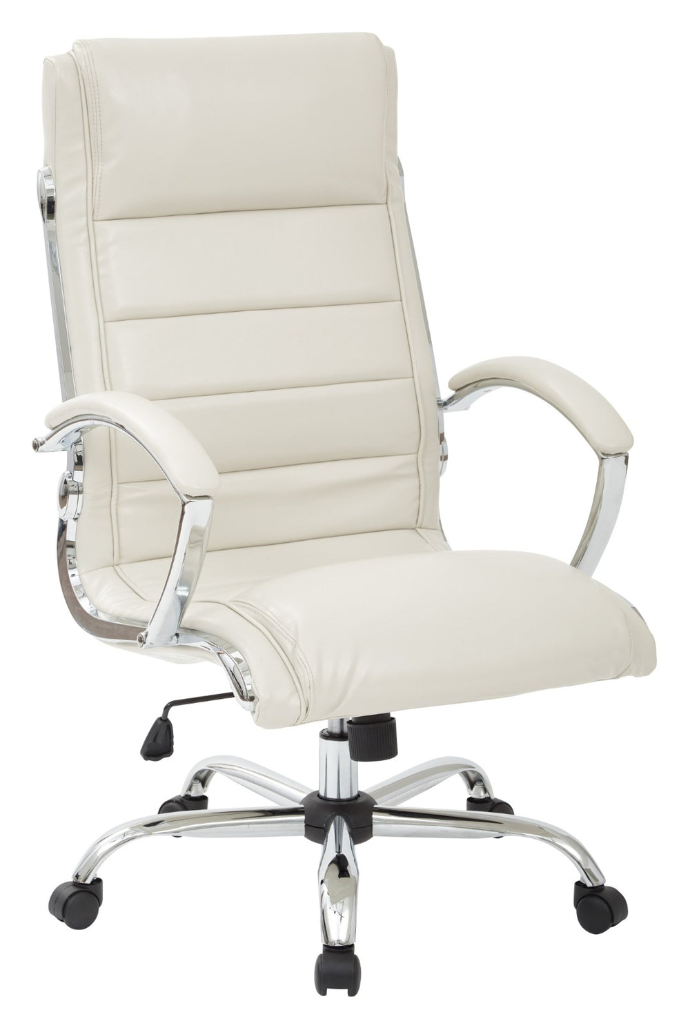 OSP Home Furnishings Executive Faux Leather Office Chair with Lumbar Support Chrome Accents and Padded Arms FL1327C-U28