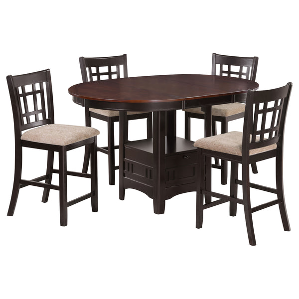 English Elm Avonlea Light Chestnut 5-Piece Dining Set with Round Extension Table, Enclosed Storage Cabinet, Espresso Chairs B062S00828
