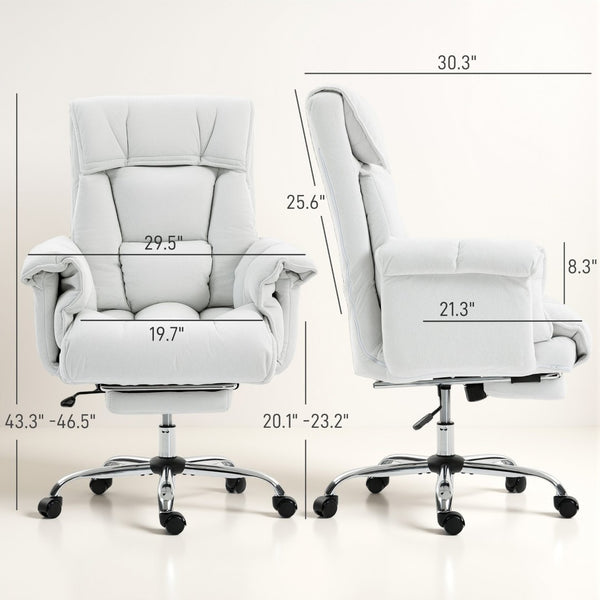 English Elm Reclining High Back Desk Chair with Flannel Cushioning and Extendable Footrest T3971P440170