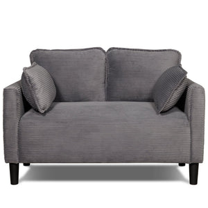 English Elm 48" Corduroy Compact Loveseat with Side Pocket Solid Wood Frame for Small Spaces Grey W2715P409865