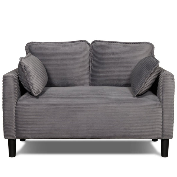English Elm 48" Corduroy Compact Loveseat with Side Pocket Solid Wood Frame for Small Spaces Grey W2715P409865