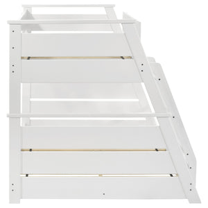 English Elm Reeder Walnut Finish Twin Over Full Bunk Bed Solid Wood Frame for Kids Shared Rooms B062S01558