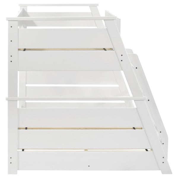 English Elm Reeder Walnut Finish Twin Over Full Bunk Bed Solid Wood Frame for Kids Shared Rooms B062S01558