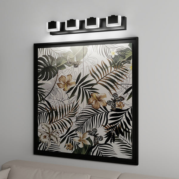 English Elm 4 LED Vanity Light Modern Black 4-Light Up & Down Bathroom Wall Fixture Dimmable 6000K 24W 31.9" W2312P374943