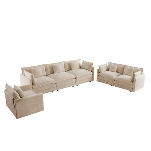 English Elm Modern Chenille Sectional Sofa Set Three Piece Extra Deep Living Room Seating W714S00892