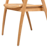 English Elm Simeon 21" Scandinavian Sculpted Oak Wood Dining Chair, Warm Natural Brown Oak Wood