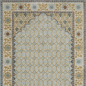 HomeRoots 5' Gold Oriental Area Rug with Elegant Fringed Edges - Durable, Stain-Resistant, Timeless Design 8' X 11' 575000