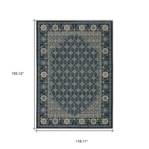 HomeRoots 5' Gold Oriental Area Rug with Elegant Fringed Edges - Durable, Stain-Resistant, Timeless Design 10' X 13' 575001