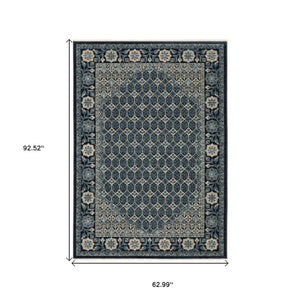 HomeRoots 5' Gold Oriental Area Rug with Elegant Fringed Edges - Durable, Stain-Resistant, Timeless Design 5' X 8' 575002