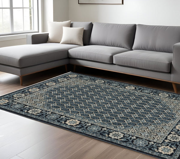 HomeRoots 5' Gold Oriental Area Rug with Elegant Fringed Edges - Durable, Stain-Resistant, Timeless Design 8' X 11' 575004