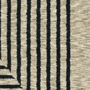 Homeroots 5' Beige Geometric Area Rug With Fringe - Stylish, Stain-resistant Design For Cozy Home Decor 5' X 8' Polyester 575005