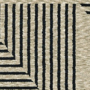 Homeroots 5' Beige Geometric Area Rug With Fringe - Stylish, Stain-resistant Design For Cozy Home Decor 10' X 13' Polyester 575006