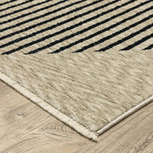 Homeroots 5' Beige Geometric Area Rug With Fringe - Stylish, Stain-resistant Design For Cozy Home Decor 10' X 13' Polyester 575006