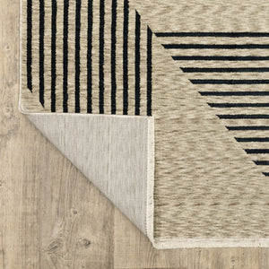 Homeroots 5' Beige Geometric Area Rug With Fringe - Stylish, Stain-resistant Design For Cozy Home Decor 10' X 13' Polyester 575006