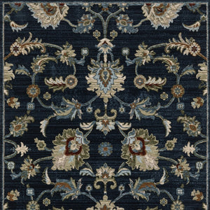 Homeroots 5' Elegant Dark Blue Oriental Area Rug With Fringe - Stain Resistant, Timeless Design For Home Decor 8' X 11' Polyester 575012