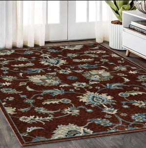 Homeroots 5' Elegant Dark Blue Oriental Area Rug With Fringe - Stain Resistant, Timeless Design For Home Decor 5' X 8' Polyester 575014