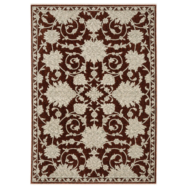 Homeroots 10' Stunning Floral Area Rug With Fringe - Stain Resistant, Perfect For Homes With Kids And Pets 5' X 8' Polyester 575022