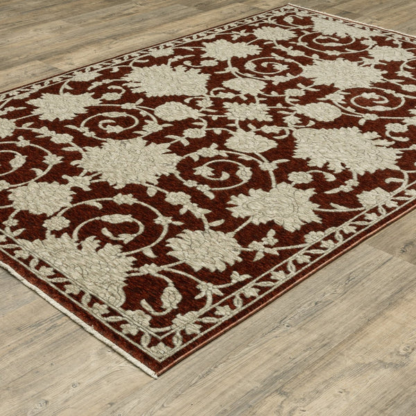 Homeroots 10' Stunning Floral Area Rug With Fringe - Stain Resistant, Perfect For Homes With Kids And Pets 5' X 8' Polyester 575022