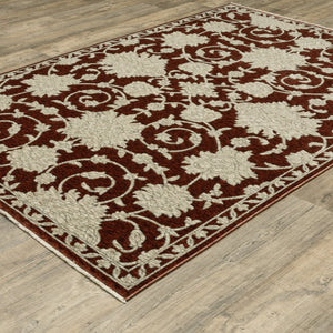 Homeroots 10' Stunning Floral Area Rug With Fringe - Stain Resistant, Perfect For Homes With Kids And Pets 7' X 10' Polyester 575023