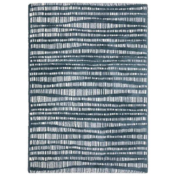 HomeRoots 5' Teal and Ivory Striped Distressed Area Rug - Luxuriously Soft, Stain-Resistant, Versatile Design 5' X 8' 575033