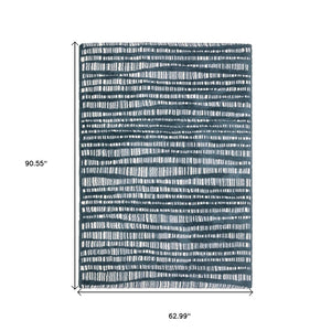 HomeRoots 5' Teal and Ivory Striped Distressed Area Rug - Luxuriously Soft, Stain-Resistant, Versatile Design 5' X 8' 575033