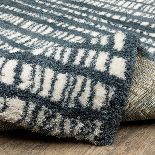 HomeRoots 5' Teal and Ivory Striped Distressed Area Rug - Luxuriously Soft, Stain-Resistant, Versatile Design 4' X 6' 575035