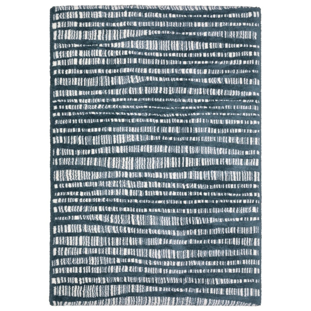 HomeRoots 5' Teal and Ivory Striped Distressed Area Rug - Luxuriously Soft, Stain-Resistant, Versatile Design 7' X 10' 575036