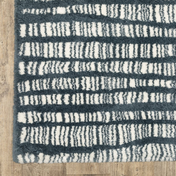 HomeRoots 5' Teal and Ivory Striped Distressed Area Rug - Luxuriously Soft, Stain-Resistant, Versatile Design 7' X 10' 575036