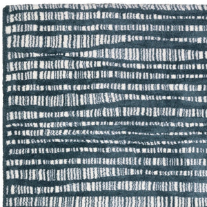HomeRoots 5' Teal and Ivory Striped Distressed Area Rug - Luxuriously Soft, Stain-Resistant, Versatile Design 8' X 11' 575037