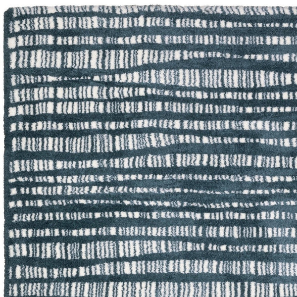 HomeRoots 5' Teal and Ivory Striped Distressed Area Rug - Luxuriously Soft, Stain-Resistant, Versatile Design 8' X 11' 575037