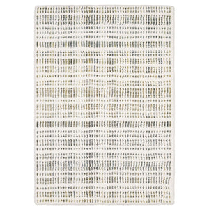 HomeRoots 5' Striped Area Rug in Ivory, Gold & Gray - Elegant, Soft, Stain-Resistant Design for Any Room 10' X 13' 575039