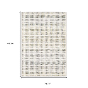 Homeroots 5' Elegant Ivory And Gold Striped Power Loom Area Rug - Stain Resistant, Perfect For Any Decor 7' X 10' Polyester 575041