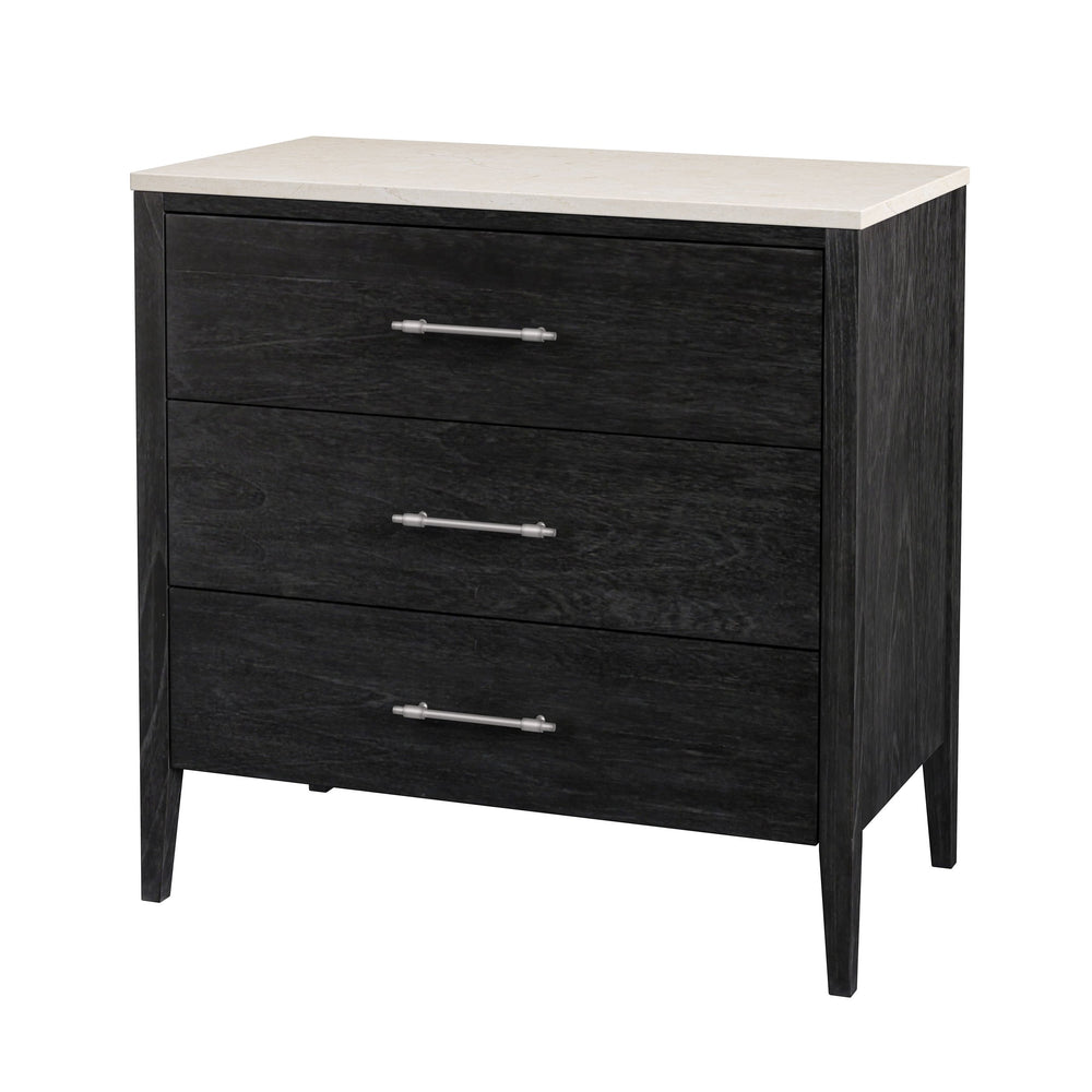 Butler Specialty Mayfair 3-drawer Chest: Exquisite Wood & Marble Design With Antique Silver Hardware For Elegance Black Mindi Wood,Mindi Veneer,Mdf,Marble 5750432-butler