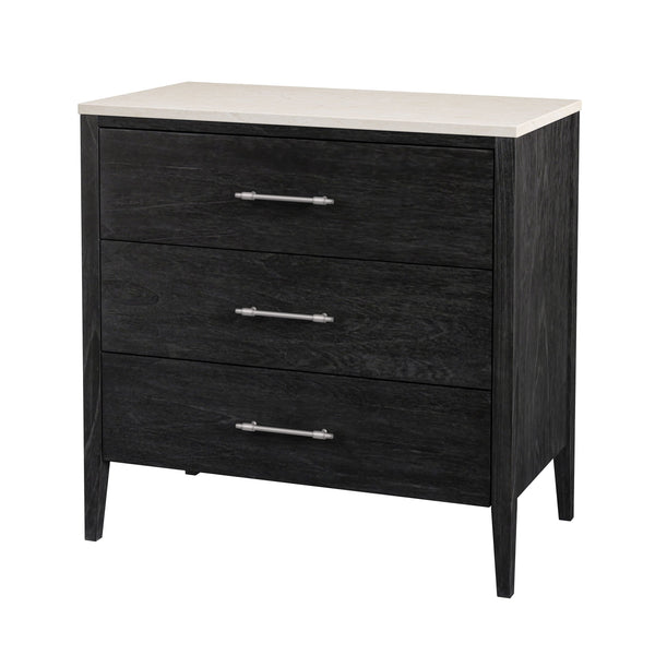 Butler Specialty Mayfair 3-drawer Chest: Exquisite Wood & Marble Design With Antique Silver Hardware For Elegance Black Mindi Wood,Mindi Veneer,Mdf,Marble 5750432-butler