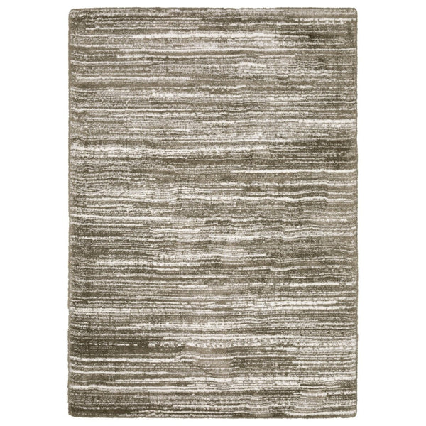 HomeRoots 5' Striped Distressed Area Rug in Brown and Ivory – Soft, Stain-Resistant Comfort for Any Room 5' X 8' 575053