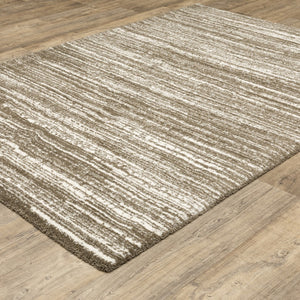 Homeroots 5' Distressed Brown Striped Area Rug – Stylish, Stain-resistant Comfort For Family Spaces & Pets 10' X 13' Polyester 575054