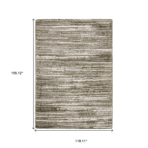 Homeroots 5' Distressed Brown Striped Area Rug – Stylish, Stain-resistant Comfort For Family Spaces & Pets 10' X 13' Polyester 575054