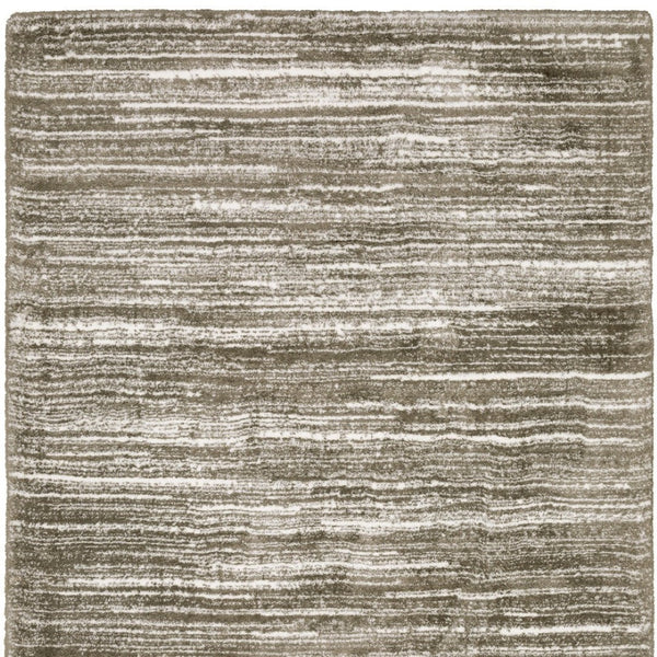 Homeroots 5' Distressed Brown Striped Area Rug – Stylish, Stain-resistant Comfort For Family Spaces & Pets 7' X 10' Polyester 575056