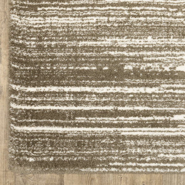 Homeroots 5' Distressed Brown Striped Area Rug – Stylish, Stain-resistant Comfort For Family Spaces & Pets 8' X 11' Polyester 575057