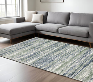 Homeroots 5' Distressed Brown Striped Area Rug – Stylish, Stain-resistant Comfort For Family Spaces & Pets 10' X 13' Polyester 575058