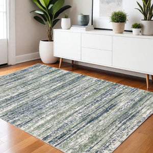 Homeroots 5' Distressed Brown Striped Area Rug – Stylish, Stain-resistant Comfort For Family Spaces & Pets 4' X 6' Polyester 575059