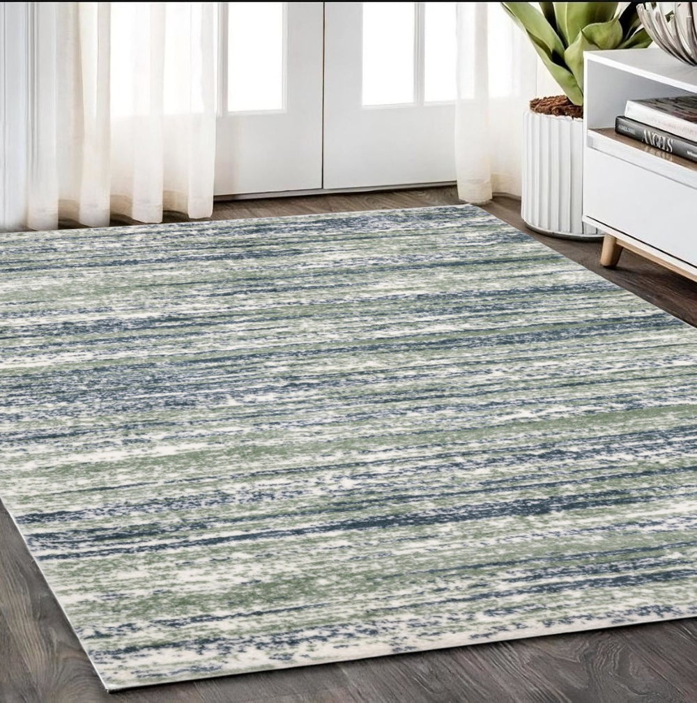 HomeRoots 5' Striped Distressed Area Rug in Brown and Ivory – Soft, Stain-Resistant Comfort for Any Room 5' X 8' 575060
