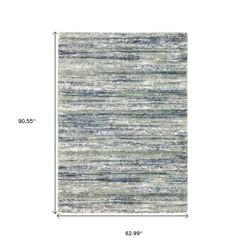 Homeroots 5' Distressed Brown Striped Area Rug – Stylish, Stain-resistant Comfort For Family Spaces & Pets 5' X 8' Polyester 575060