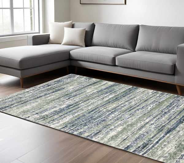 Homeroots 5' Distressed Brown Striped Area Rug – Stylish, Stain-resistant Comfort For Family Spaces & Pets 8' X 11' Polyester 575062