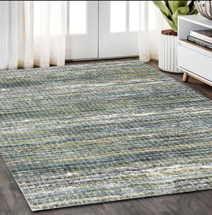 Homeroots 5' Artistic Green Geometric Area Rug - Stain Resistant Design For Stylish Living Spaces & Homes 5' X 8' Polyester 575063