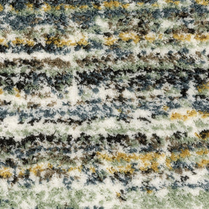 HomeRoots 5' Geometric Green and Blue Area Rug - Modern Design, Soft Pile, Durable, Stain Resistant, Versatile Use 5' X 8' 575063