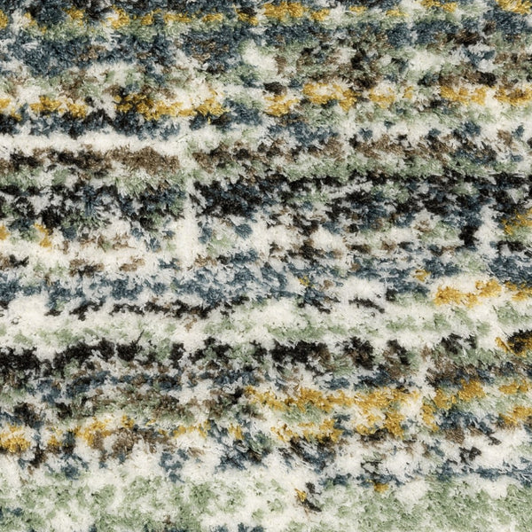 HomeRoots 5' Geometric Green and Blue Area Rug - Modern Design, Soft Pile, Durable, Stain Resistant, Versatile Use 5' X 8' 575063