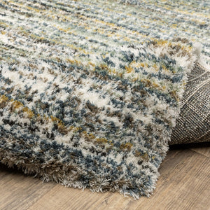 HomeRoots 5' Geometric Green and Blue Area Rug - Modern Design, Soft Pile, Durable, Stain Resistant, Versatile Use 5' X 8' 575063